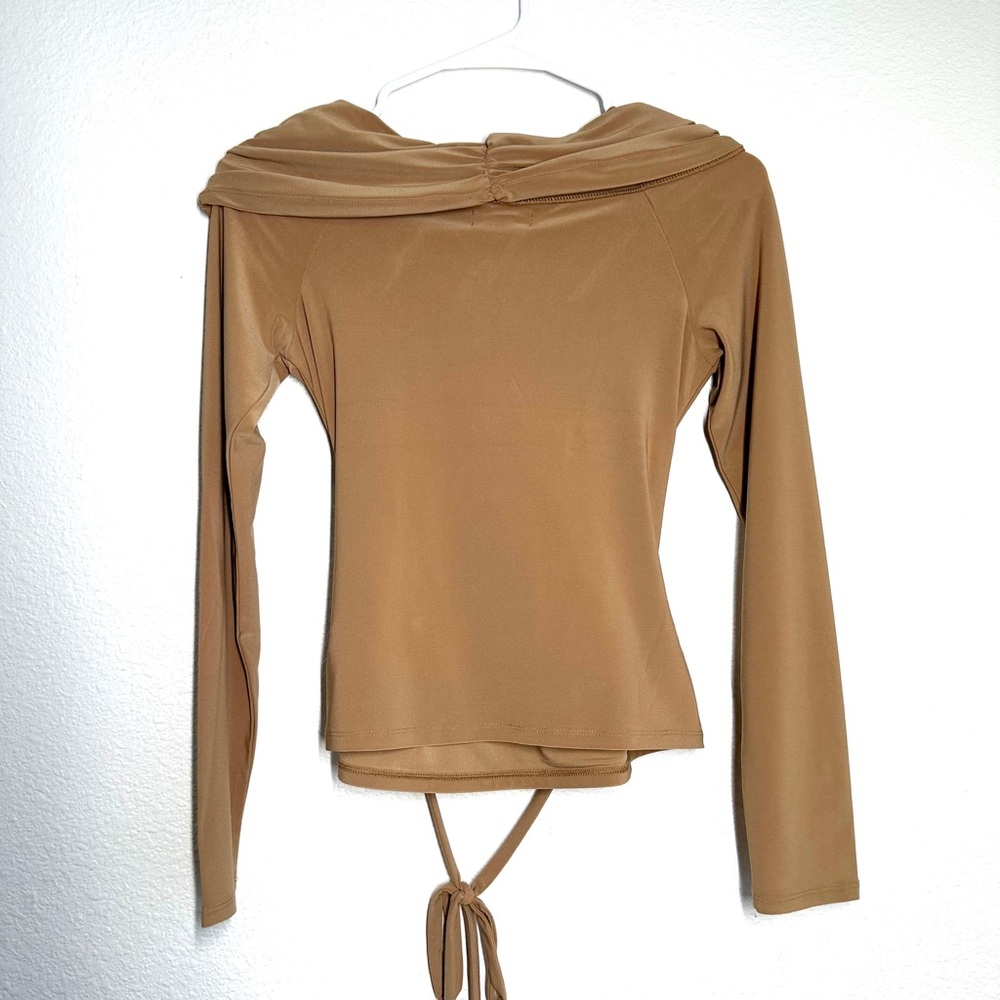 Express Tan Off-Shoulder Top - Picture 3 of 5
